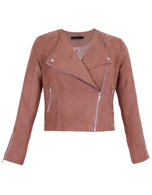 Women Suede Look Size Zip Classic Las Biker Jacket Coat 6 14 Uk Picture 2 Of 9