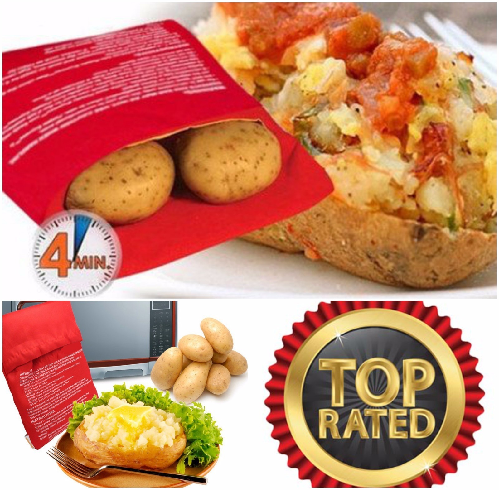 Potato Express Microwave Cooker Bag Cooking Fast Reusable Washable Picture 1 Of 12