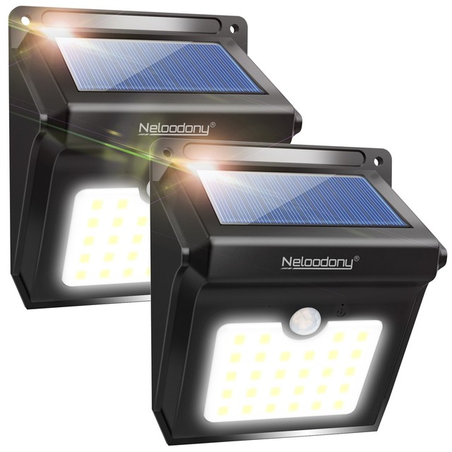 2x Wireless Solar 28 Led Security Light Motion Sensor Lamp Outdoor Neloodony Wireless Solar Motion Sensor Security Lights 28 Leds Ful Wall