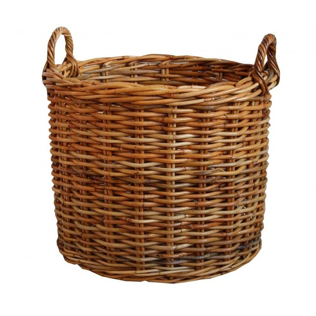 Honey Rattan Round Wicker Log Basket Fireplace Wood Storage Fire Honey Rattan Round Wicker Log Basket Fireplace Wood Storage Fire Kindling Large
