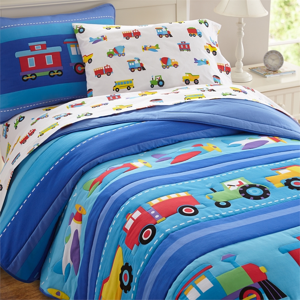 Olive Kids Full Comforter Set 100 Cotton Trains Planes Trucks Soft Picture 1 Of