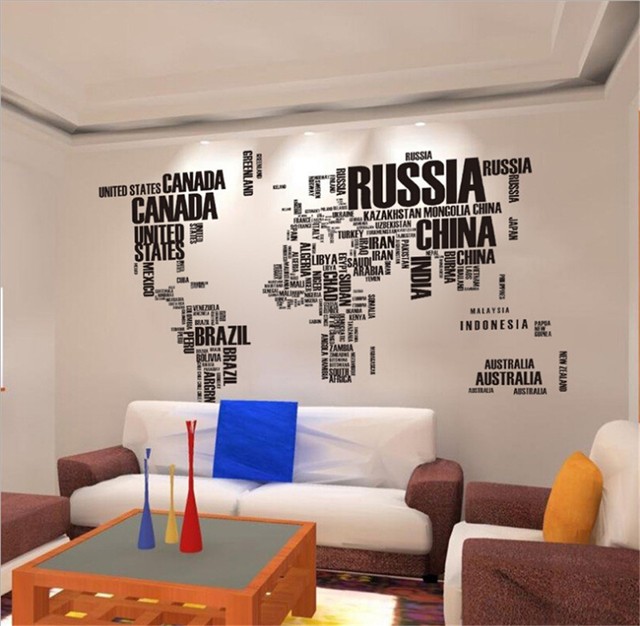 World Map Letter E Removable Vinyl Decal Art Mural Home Decor Removable Letter World Map E Vinyl Decal Art Mural Home Decor Wall Stickers
