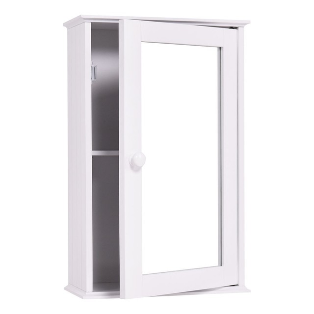 White Modern Wood Bathroom Sink Wall Medicine Cabinet Single Mirror White Modern Wood Bathroom Sink Wall Medicine Cabinet Single Mirror Door Shelf