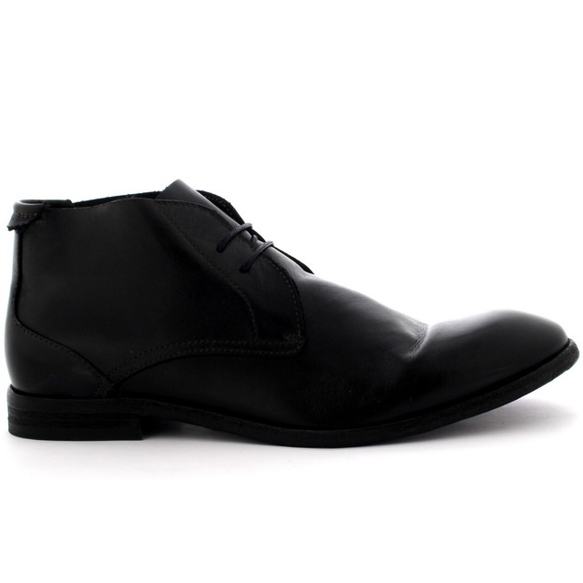 Mens H By Hudson Osbourne Leather Black Lace Up Office Desert Boots Mens H By Hudson Osbourne Leather Black Lace Up Office Desert Boots All Sizes