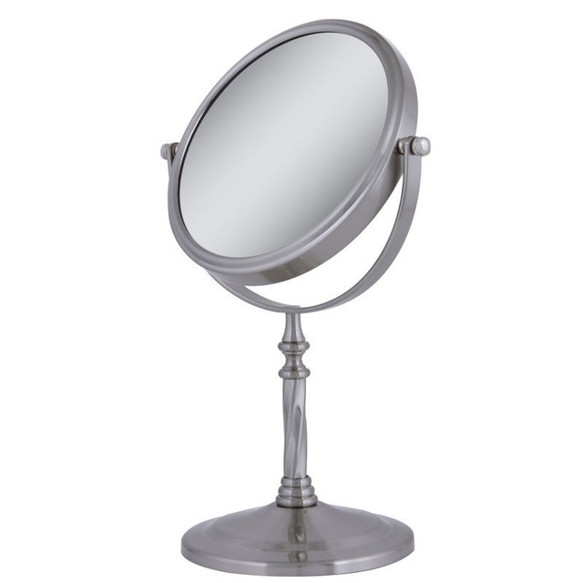 Zadro Van45 Two Sided Vanity Swivel Mirror Satin Nickel 1x 5x Zadro 5x 1x Round Vanity Mirror In Satin Nickel Van45