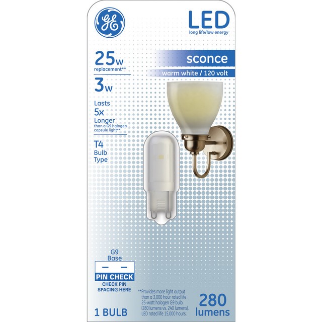 Ge Lighting 29008 Frosted G9 Base T4 Led Sconce Light Bulb Warm Ge Lighting 29008 Frosted G9 Base T4 Led Sconce Light Bulb Warm White 3w