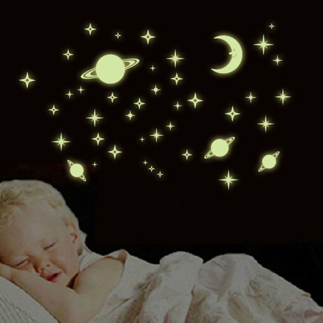 Glow In The Dark Stars Moon Tower Wall Sticker Door Paster Diy Picture 2 Of
