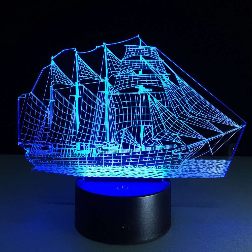 3d Table Lamp Boat Steamship Ship Shape Gift Acrylic Night Light 4