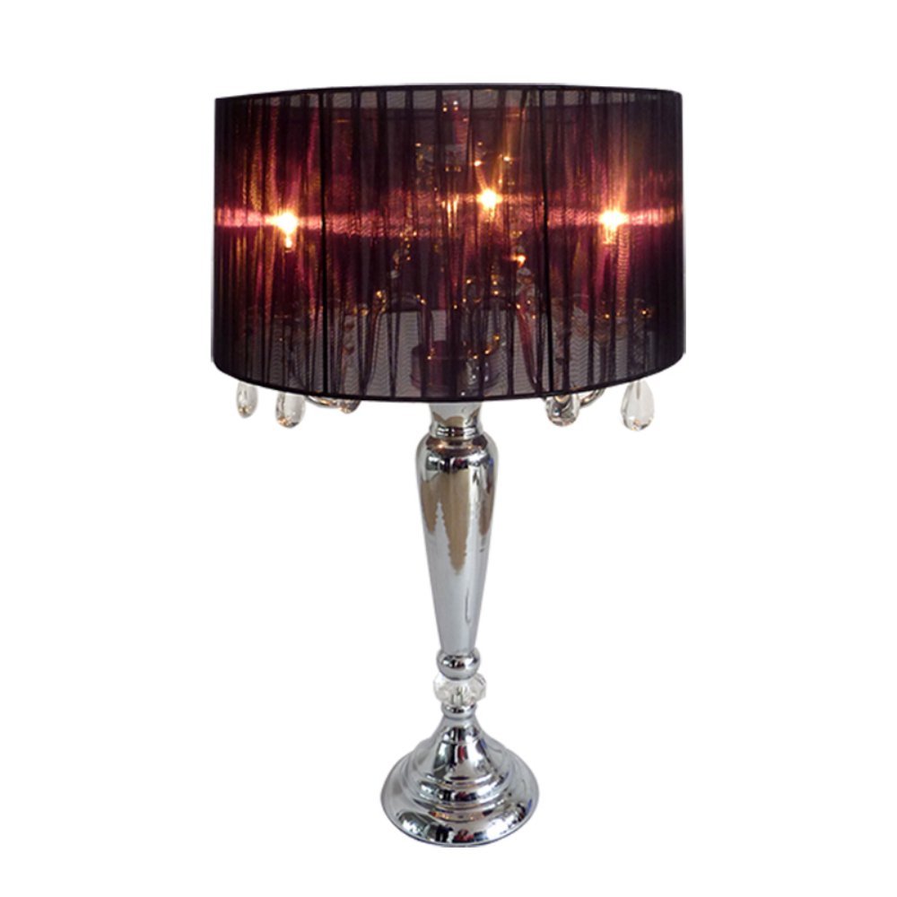 Trendy Sheer Black Shade Table Lamp W Hanging Crystals Id 2251918 Picture 1 Of