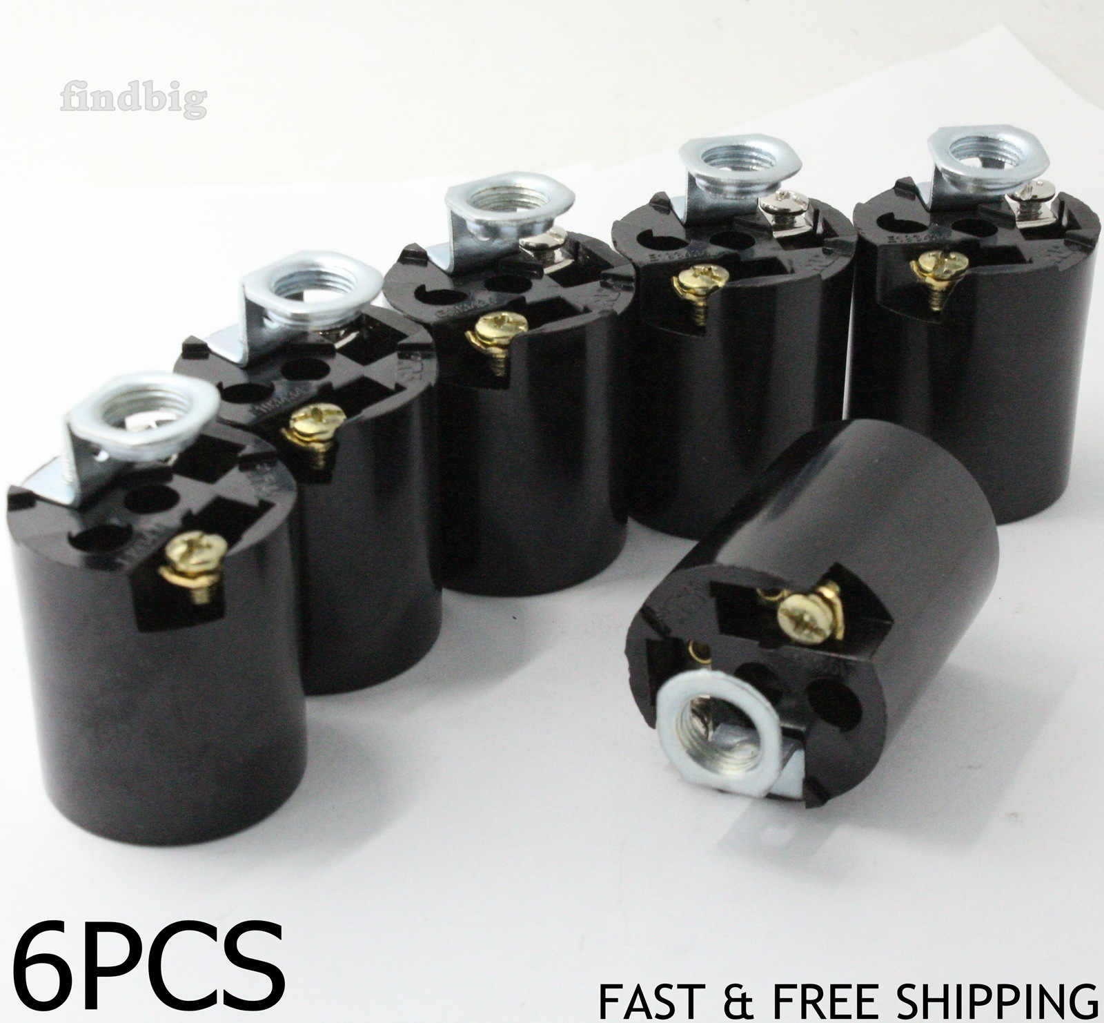 Medium Edison Base Lamp Holder E26 Light Sockets Keyless Bakelite Picture 1 Of 11