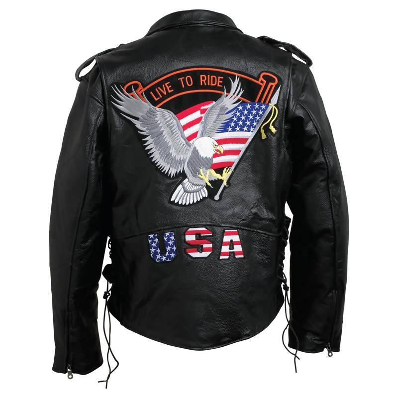 Mens Black Buffalo Leather Jacket Hand Sewn Pebble Grain Size Xl Brand New T