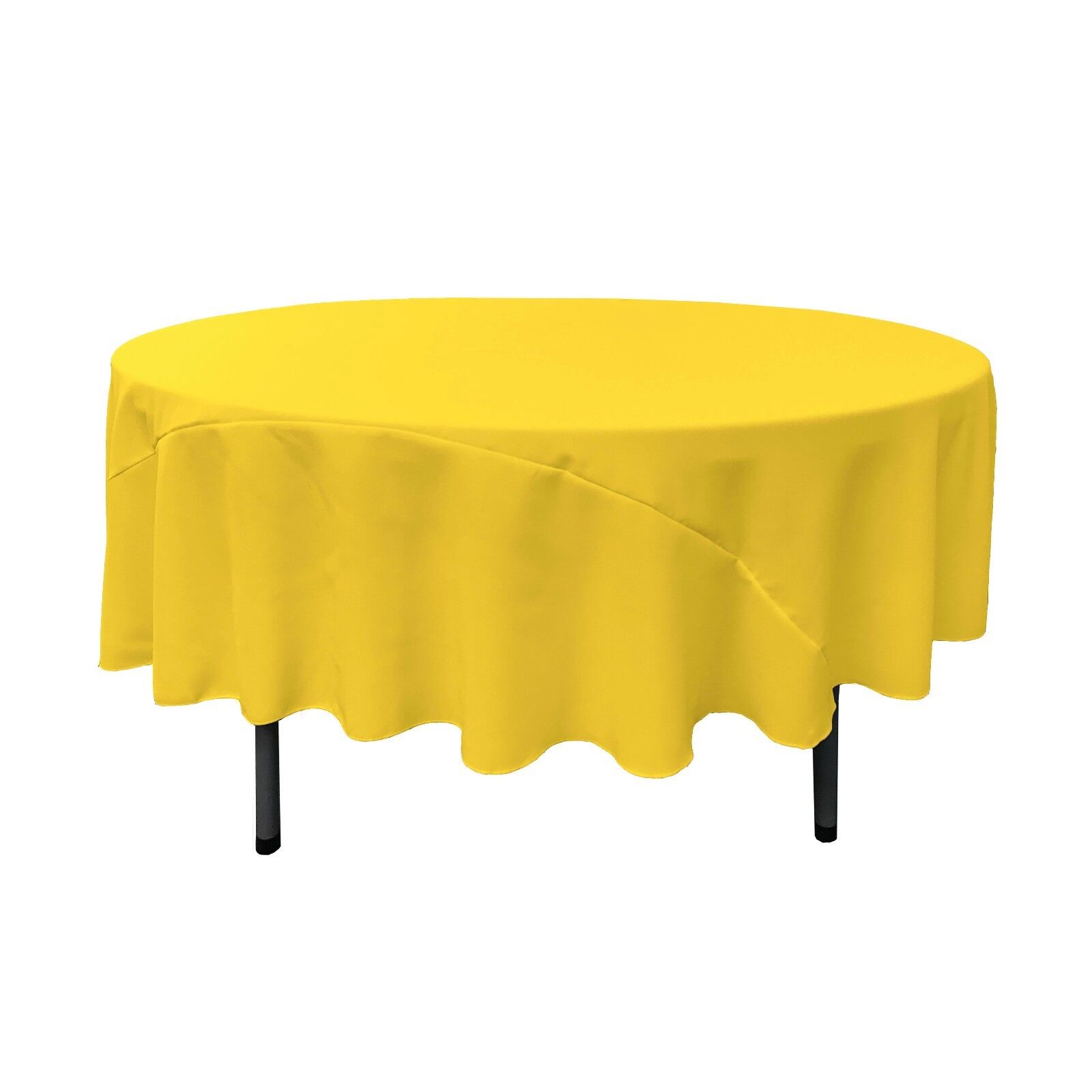 La Linen 90 Inch Round Polyester Poplin Tablecloth Light Yellow Picture 2 Of