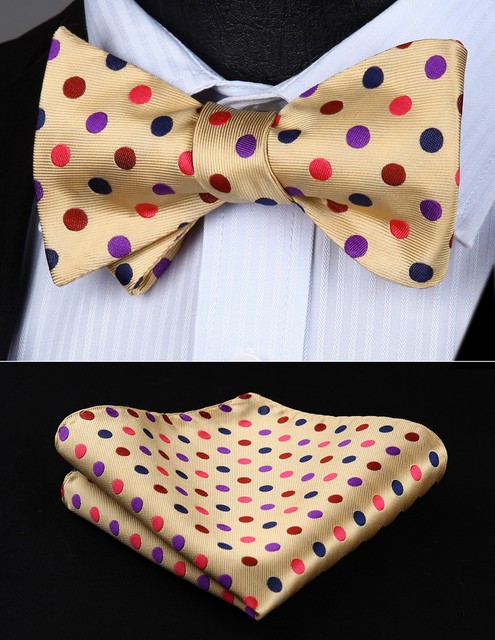 bd705e8s polka dot beige brown bowtie men silk self bow tie
