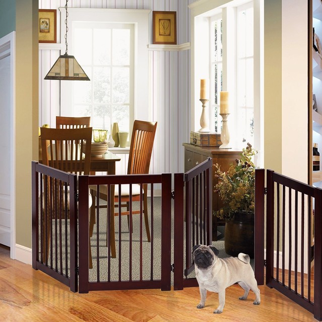 Indoor Pet Gate Wood Dog Fence 4 Panel Folding Zig Zag Kids Children ... Indoor Pet Gate Wood Dog Fence 4 Panel Folding Zig Zag Kids Children ...