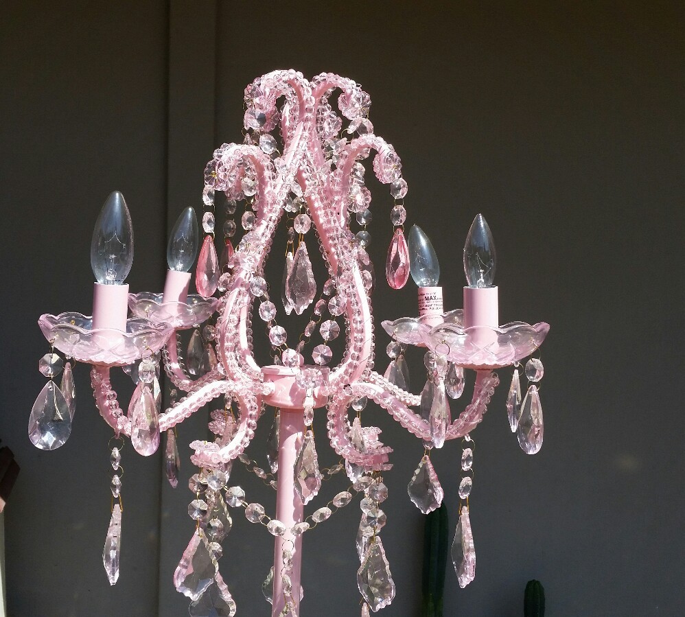 Pink K9 Crystal Chandelier Floor Lamp Picture 1 Of 9