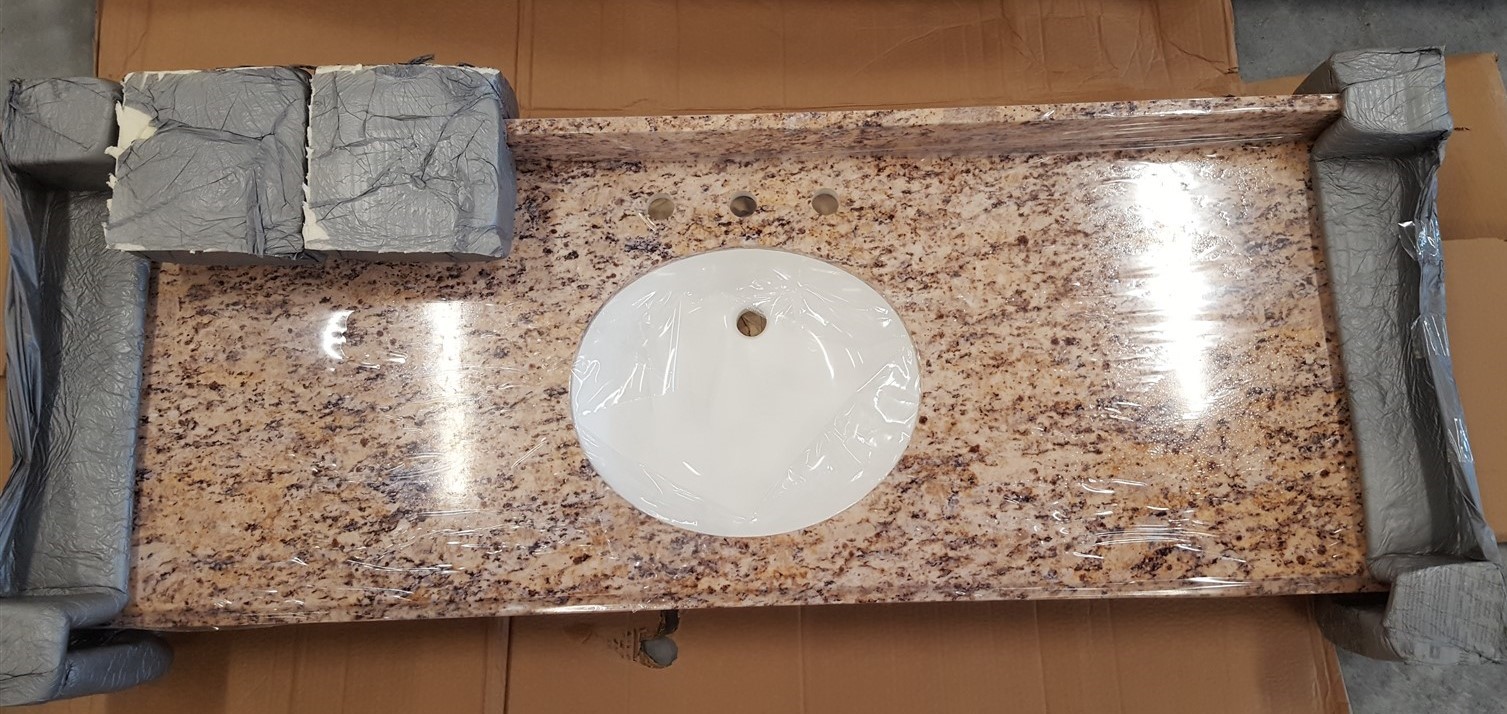 St Paul 61 In Stone Effects Vanity Top Santa Cecilia With White Picture 1 Of 2
