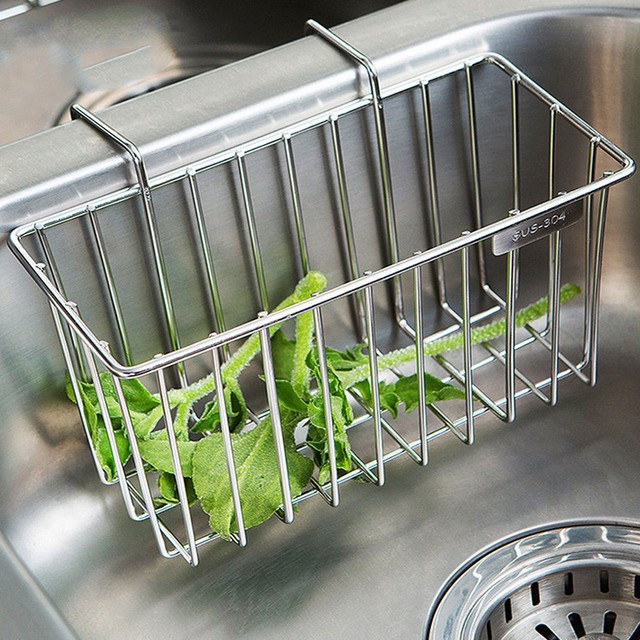 Kitchen Sink Basket Bowl Stainless Steel Finish Wash Tray Holder Kitchen Sink Basket Bowl Stainless Steel Finish Wash Tray Holder Mesh Dish Rack