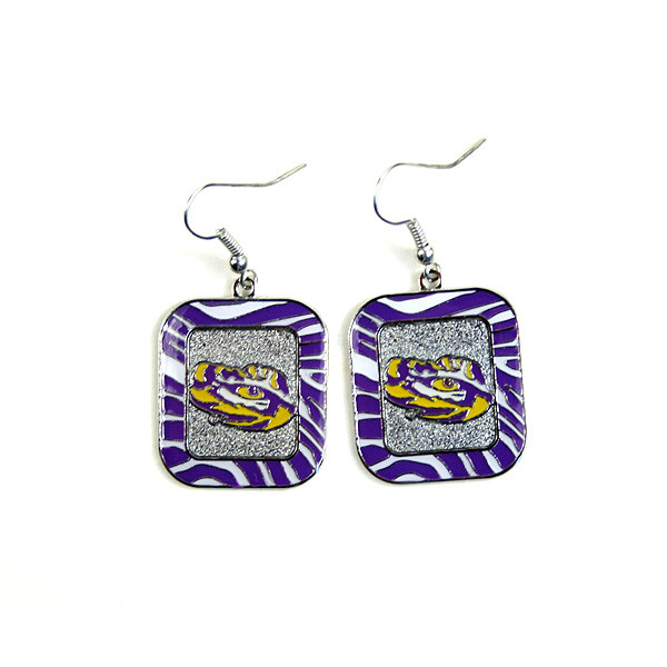 Lsu Tigers Ncaa Zebra Style Dangle Earrings Ebay
