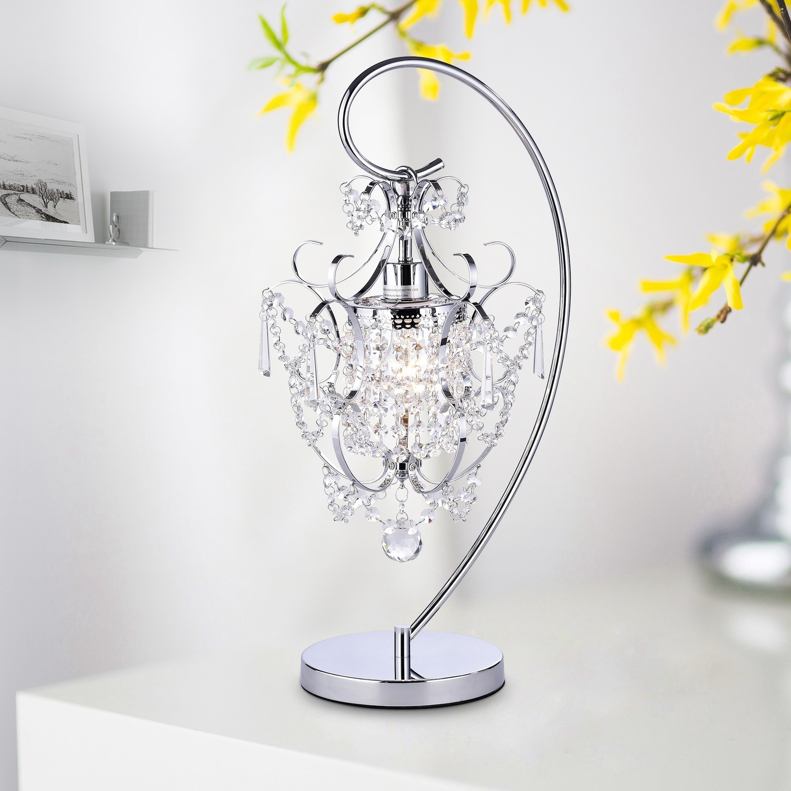 1 Light Tif Contemporary Style Chrome 24 Inch Crystal Table Picture 1 Of 2