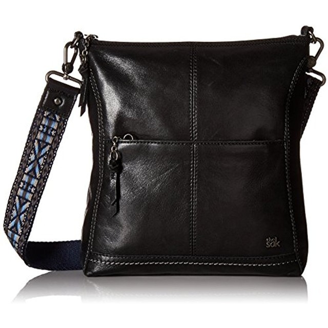 The Sak Iris Genuine Leather Crossbody Black And Embroidered Strap Iris Crossbody Bags O S Black Embroidered Strap Free Shipping
