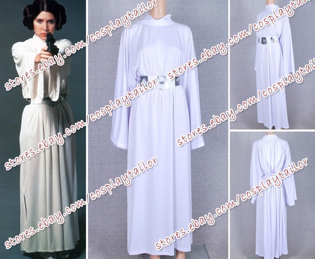 Star Wars Movie Princess Leia Organa White Dress Costume Gown Robe Star Wars Movie Princess Leia Organa White Dress Costume Gown Robe Custom Made