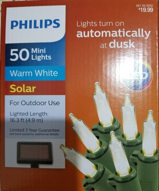 Philips 50ct Warm White Solar Led Mini String Lights Solar 50 Count Lights Warm White Outdoor Philips 16 Ft New