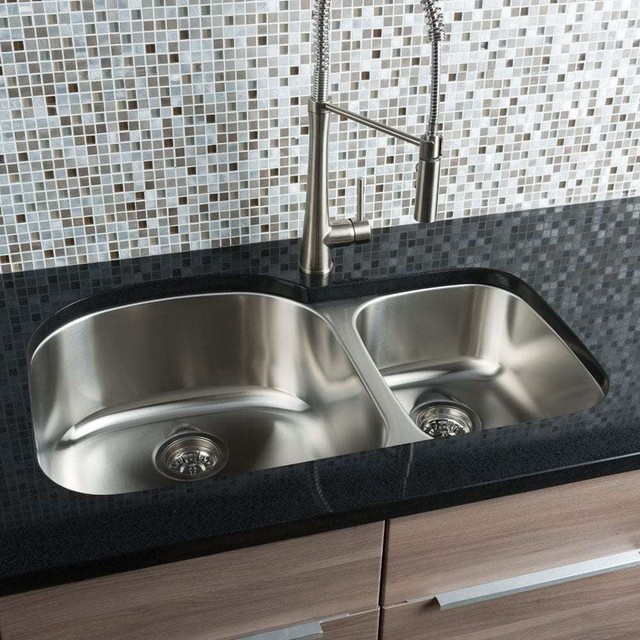 Hahn Chef Series 70 30 Double Bowl Undermount Ss008 Satin Finish Hahn Chef Series 70 30 Double Bowl