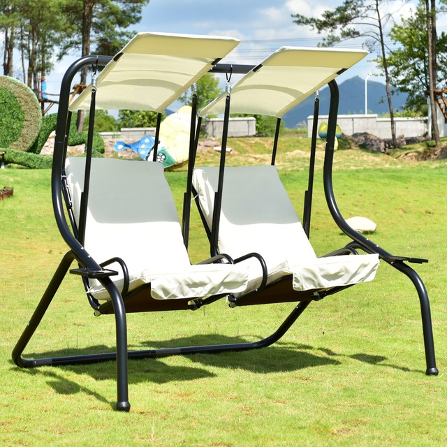 2 Person Swing Chair Great House Plan Design And Interior Loveseat Hammock Canopy 2 Person Swing Chair Porch Padded Beige Ebay