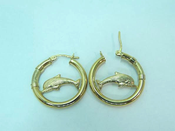 14k Gold Dolphin Hoop Earrings Ebay