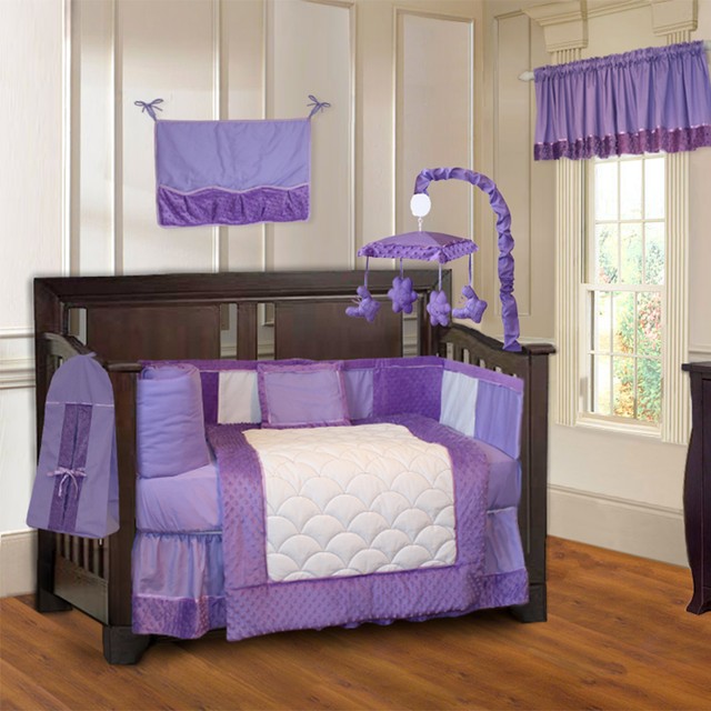 Babyfad Minky Purple 10 Piece Baby Crib Bedding Set Babyfad 10 Piece Minky Purple Girls Ultra Soft Baby Crib Bedding Set