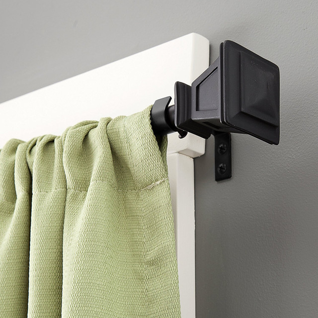 Kenney Seville Matte Black Curtain Rod Kn75795v1 Kenney Seville Window Curtain Rod 28 To 48 Inch Matte Black