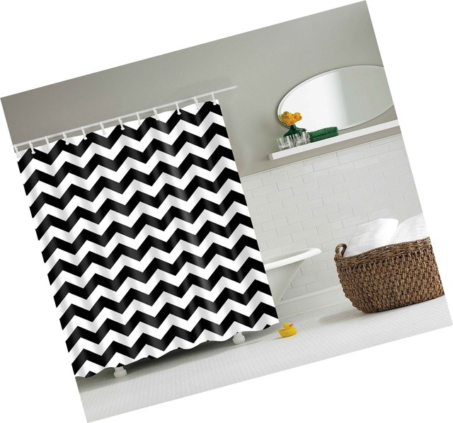 Black And White Chevron Shower Curtain Polyester Fabric By Dotz Dotz Chevron Shower Curtain Black And White Polyester Fabric 70 Inch X