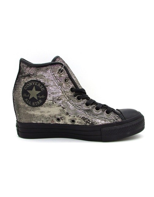 CONVERSE Scarpa Donna Alta Platform 559048C Colore Grigio argento Con Paillettes CONVERSE Scarpa Donna Alta Platform 559048C Colore Grigio argento Con Paillettes