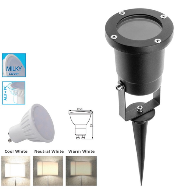 Garden Spike Lights Adjule Outdoor Ip65 Black Suitable For Gu10 Garden Gu10 Outdoor Spike Lights Adjule Ip65 For Mains Led 3w White Bulb