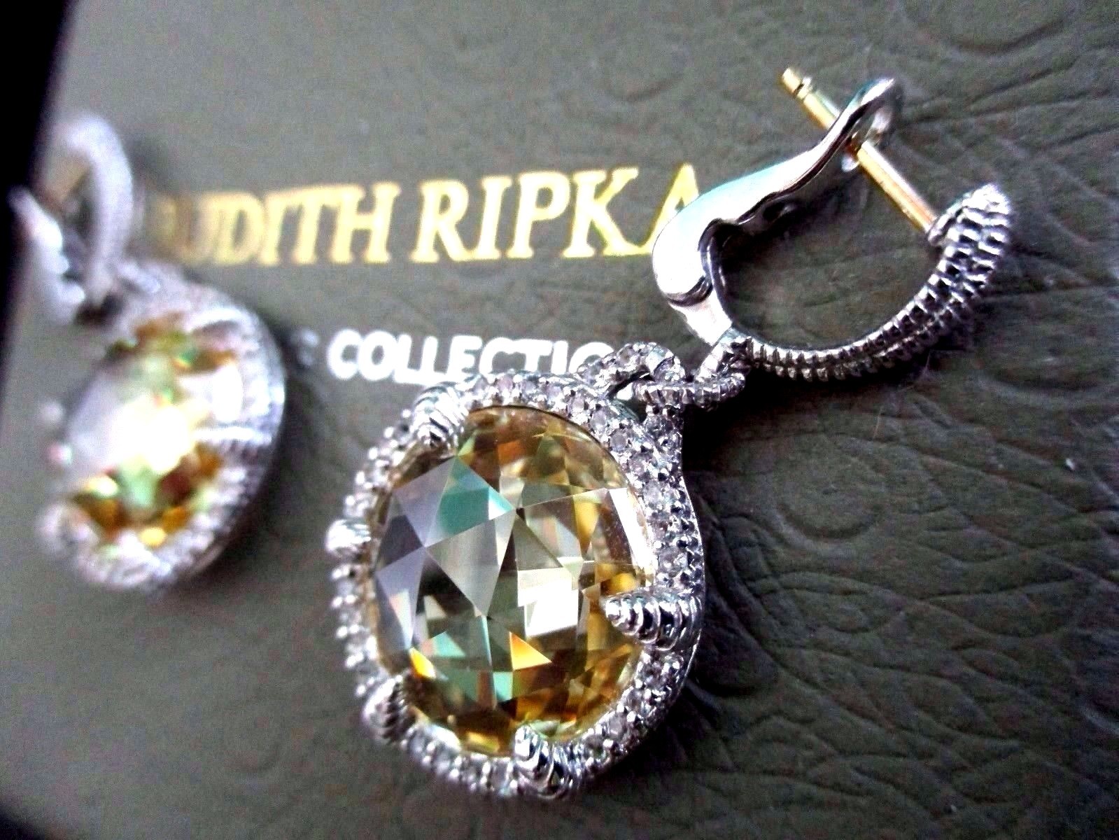 Judith Ripka Canary Crystal Shire Earrings Sterling Silver 18k Picture 1 Of 11