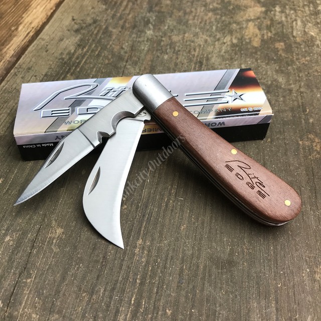 rite edge 4 quot closed hawkbill wood handle electricians folding knife 210595 ebay rite edge 4 quot closed hawkbill wood handle electricians folding knife 210595 ebay