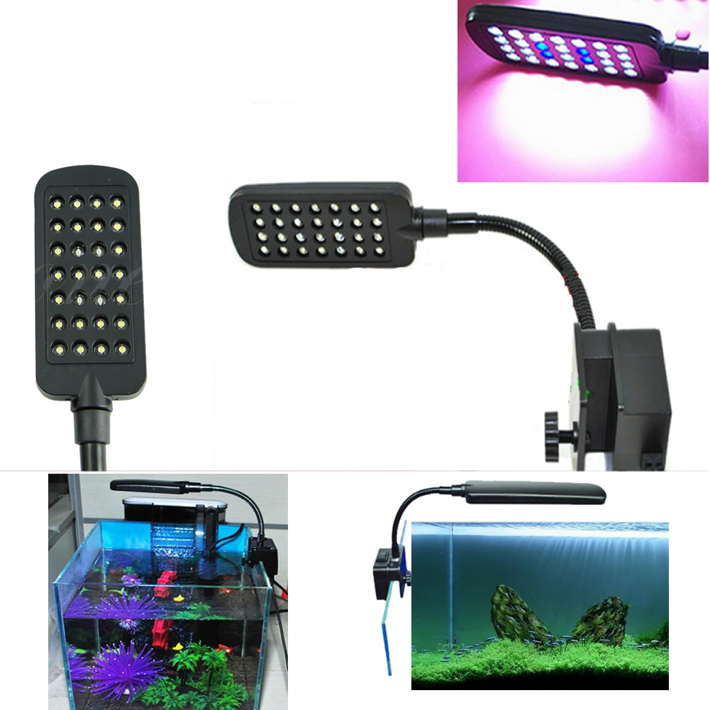 28 Led Aquarium Tank Clamp Clip Fish Lamp Light White Blue Color Picture 1 Of 5