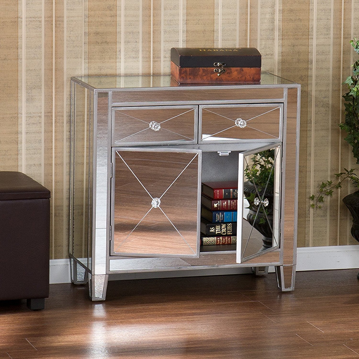Sei Oc9156 Mirage Modern Contemporary Double Door Mirrored Cabinet Picture 1 Of 6