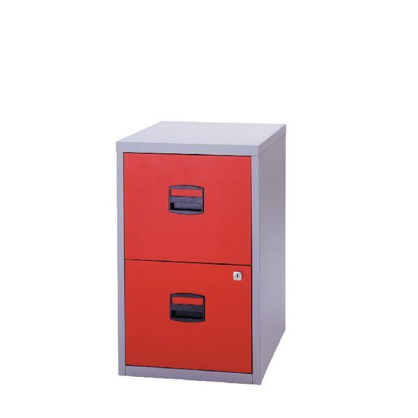 Bisley A4 Personal Filing Cabinet 2 Drawer Lockable Grey And Red Bisley A4 Personal Filing Cabinet 2 Drawer Lockable Grey And Red By59449