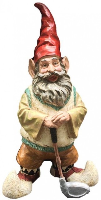 21 In Golfer Gnome Lawn Statue Ornament Holding Golf Club Golfer Gnome Holding Golf Club Collectible Statue Outdoor Sculpture Decor