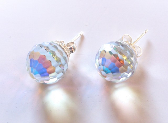 Crystal Ball Sterling Silver Stud Earrings Made With 8mm Swarovski Crystal Ball Sterling Silver Stud Earrings Made With 8mm Swarovski Ab Elements