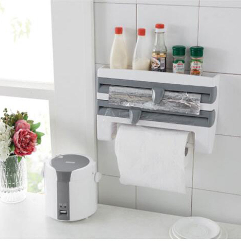 Cling Foil Cutter Storage Rack Paper Towel Holder Wall Mount Cling Foil Cutter Storage Rack Paper Towel Holder Wall Mount Tool Dispenser 01