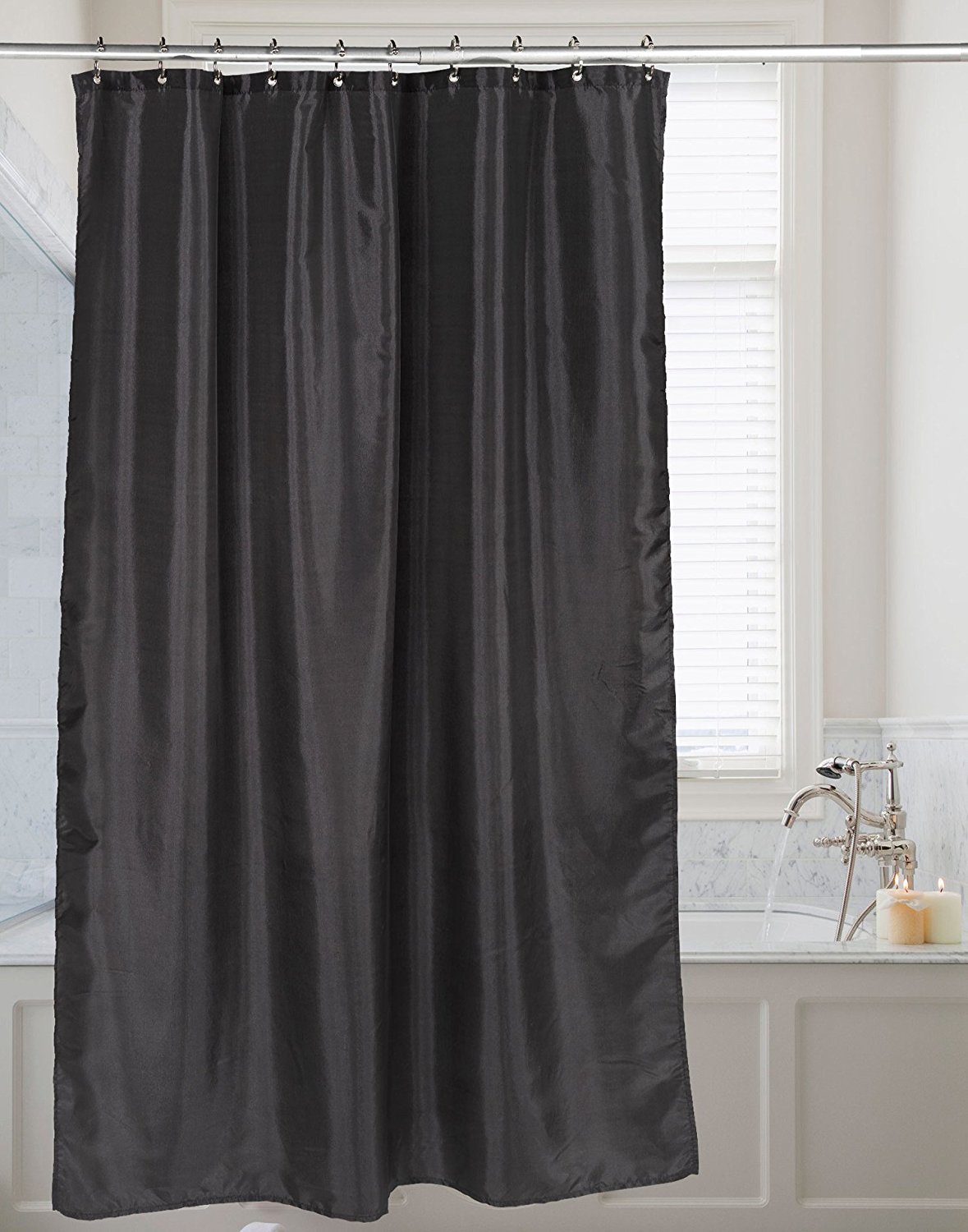 Carnation Home Fashions Shimmer Faux Silk Shower Curtain Black Picture 1 Of 2