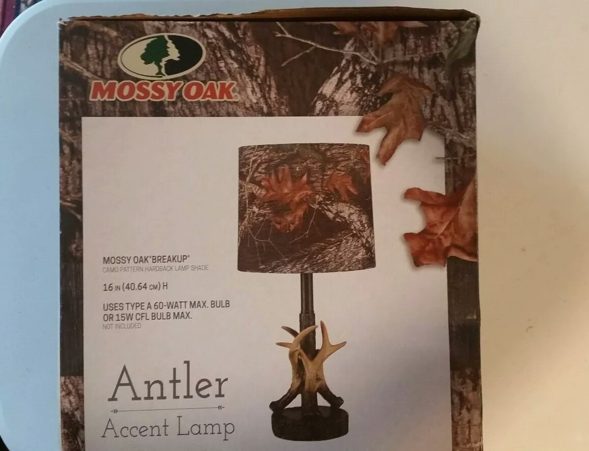 Mossy Oak Deer Antler Accent Lamp Dark Woodtone Camo Pattern Shade Mossy Oak Deer Antler Accent Lamp Dark Woodtone Camo Pattern Shade Decorative