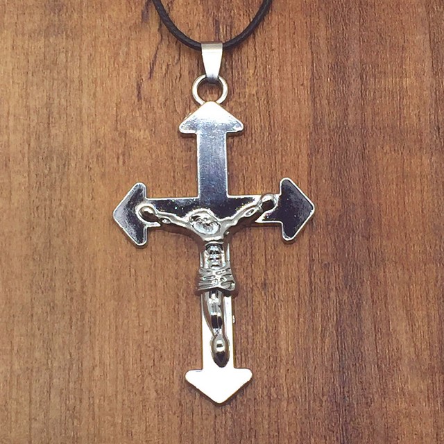 Uni S Stainless Steel Nailed To The Cross Pendant Leather Uni S Stainless Steel Nailed To The Cross Pendant Leather Necklace 5