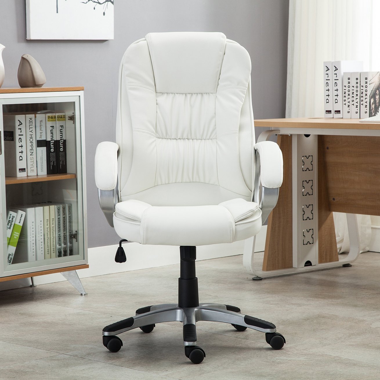 Bellezza Ergonomic Office Pu Leather Chair Executive Computer Bellezza Ergonomic Office Pu Leather Chair Executive Computer Hydraulic White