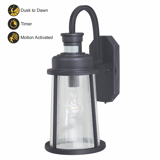 Vaxcel T0180 Coventry Smart Lighting Outdoor Wall Light 8 Dark 8 Dark Bronze Outdoor Wall Light Dusk To Dawn Motion Sensor Timer Vaxcel T0180