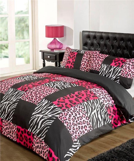 Single Size Pink Leopard Print Zebra Duvet Quilt Cover Bed Set New Single Size Pink Leopard Print Zebra Duvet Quilt Cover Bed Set