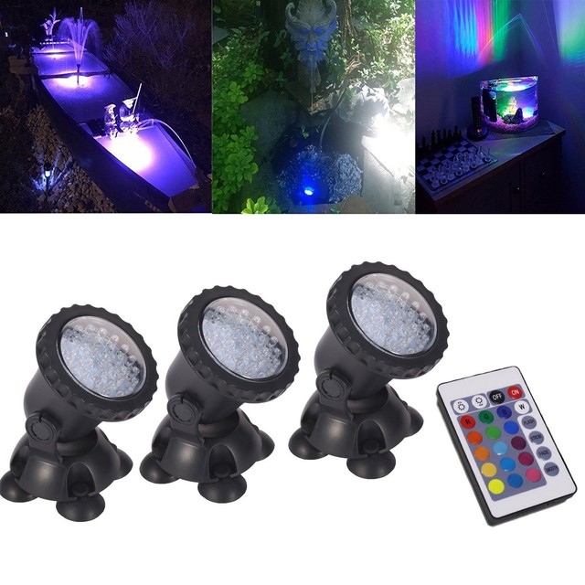 Pond Lights Remote Control Submersible Lamp Set Of 3 Ip68 Underwater Submersible Pond Lights Led Pool Fish Tank Aquarium Spotlight Remote Control
