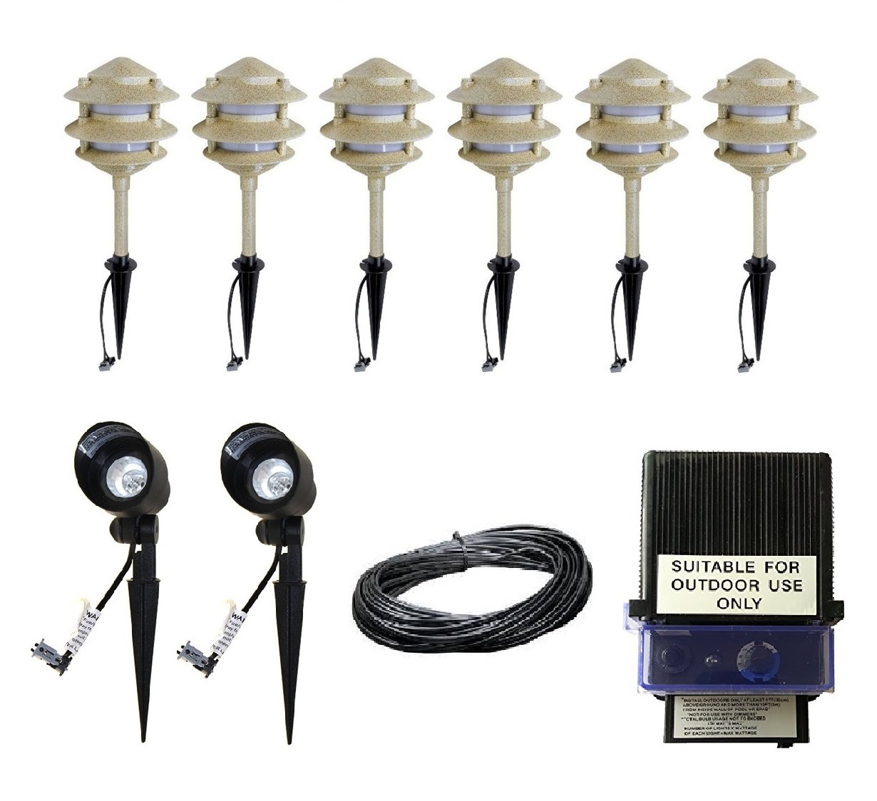 10 Light Kit Malibu Led 3 Tier Path Lights Uplight 150w Transformer Picture 1 Of 5
